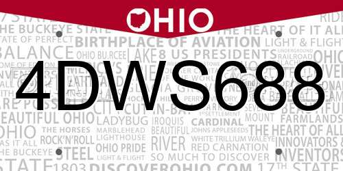 4DWS688 Ohio License Plate
