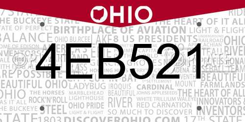 4EB521 Ohio License Plate