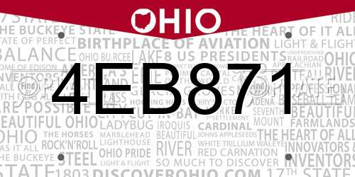 4EB871 Ohio License Plate