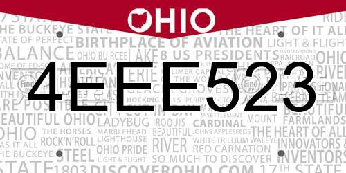 4EEE523 Ohio License Plate