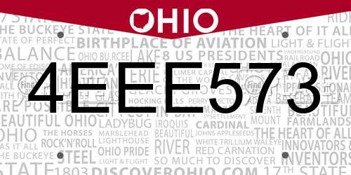 4EEE573 Ohio License Plate