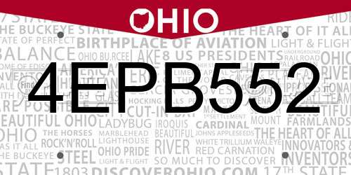 4EPB552 Ohio License Plate