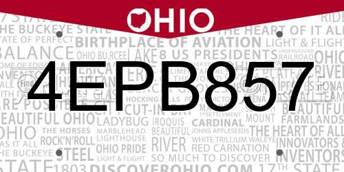 4EPB857 Ohio License Plate