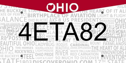 4ETA82 Ohio License Plate