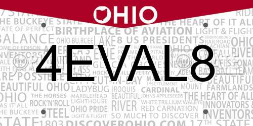 4EVAL8 Ohio License Plate