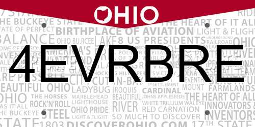 4EVRBRE Ohio License Plate
