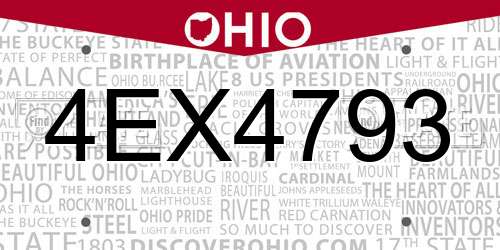 4EX4793 Ohio License Plate