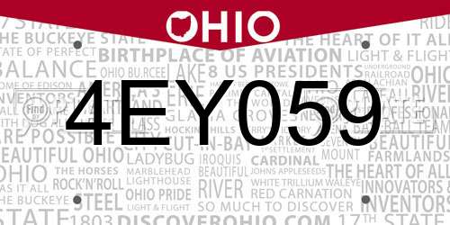 4EY059 Ohio License Plate