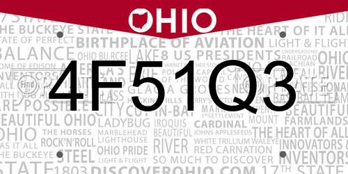4F51Q3 Ohio License Plate