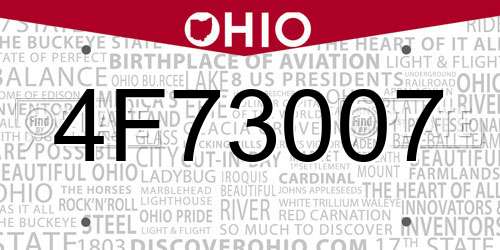 4F73007 Ohio License Plate
