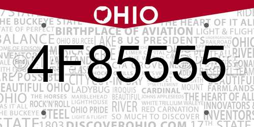 4F85555 Ohio License Plate