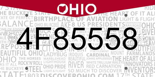 4F85558 Ohio License Plate