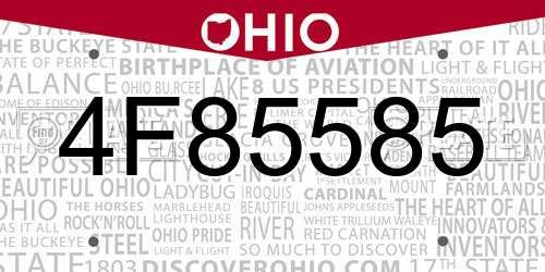 4F85585 Ohio License Plate