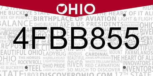 4FBB855 Ohio License Plate