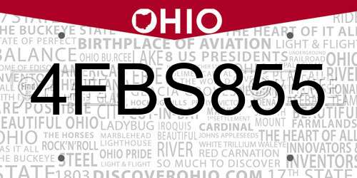 4FBS855 Ohio License Plate