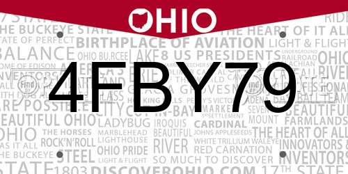4FBY79 Ohio License Plate