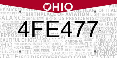 4FE477 Ohio License Plate