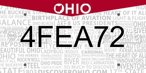 4FEA72 Ohio License Plate
