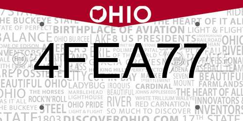 4FEA77 Ohio License Plate