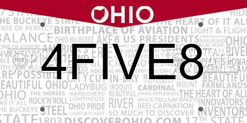 4FIVE8 Ohio License Plate