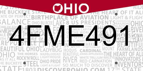 4FME491 Ohio License Plate