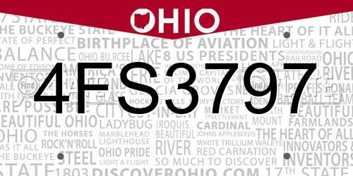 4FS3797 Ohio License Plate