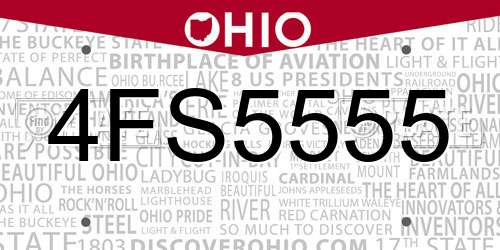 4FS5555 Ohio License Plate