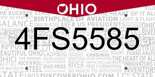 4FS5585 Ohio License Plate