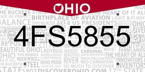 4FS5855 Ohio License Plate