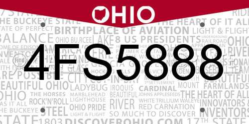 4FS5888 Ohio License Plate