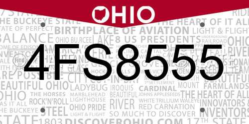 4FS8555 Ohio License Plate