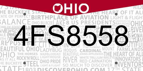 4FS8558 Ohio License Plate