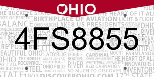 4FS8855 Ohio License Plate