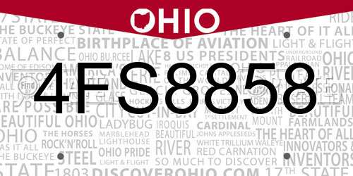 4FS8858 Ohio License Plate