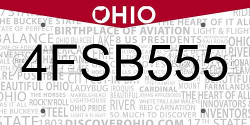 4FSB555 Ohio License Plate