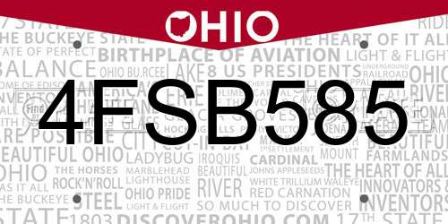 4FSB585 Ohio License Plate