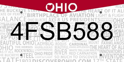 4FSB588 Ohio License Plate