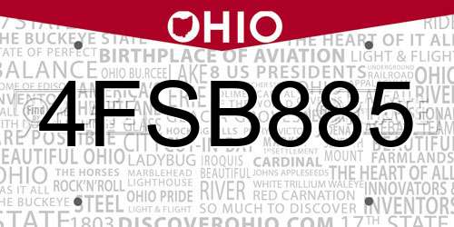4FSB885 Ohio License Plate