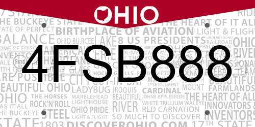 4FSB888 Ohio License Plate
