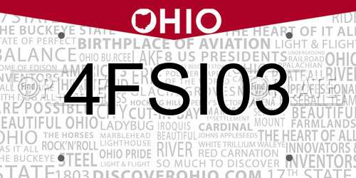 4FSI03 Ohio License Plate