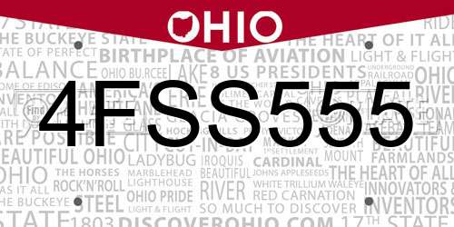 4FSS555 Ohio License Plate