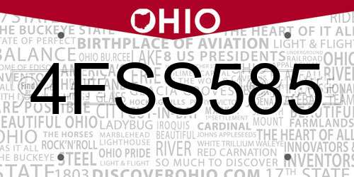 4FSS585 Ohio License Plate
