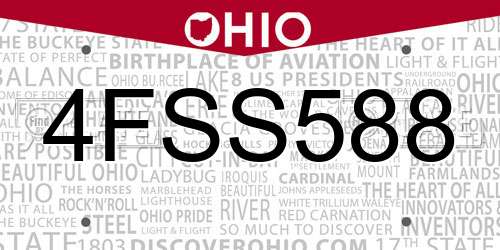 4FSS588 Ohio License Plate
