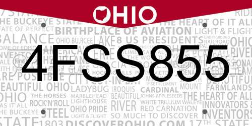 4FSS855 Ohio License Plate