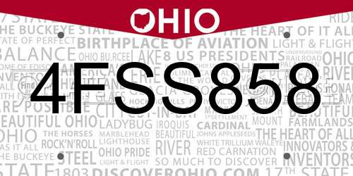 4FSS858 Ohio License Plate