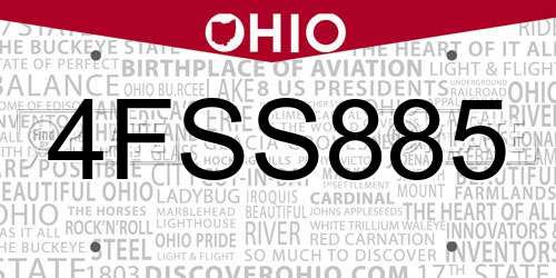 4FSS885 Ohio License Plate
