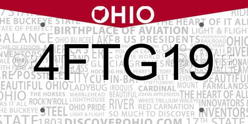 4FTG19 Ohio License Plate