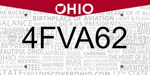 4FVA62 Ohio License Plate