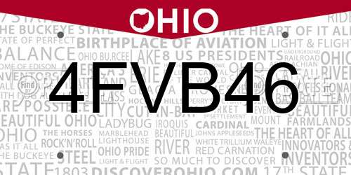 4FVB46 Ohio License Plate