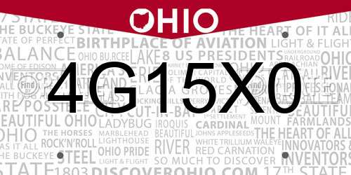 4G15X0 Ohio License Plate